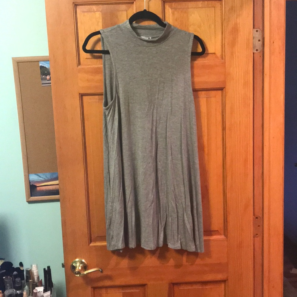 Grey Iris dress with high neckline